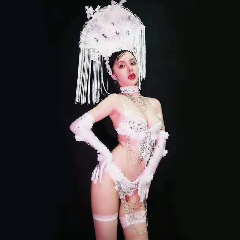 Jazz Dance Costumes White Sequin Costume Pole Dance Clothing Dj Ds Gogo Singer Nightclub Stage Outfits Dancewear 6PCS/SET
Jazz Dance Costumes White Sequin Costume Pole Dance Clothing Dj Ds Gogo Singer Nightclub Stage Outfits Dancewear 6PCS/SET