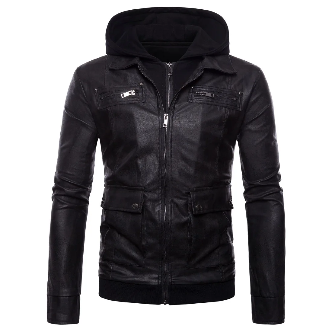 Men's Hoodie Leather Jacket Nice Pop Arrival Autumn Winter Men's Hooded Leather Jacket with Fake Two Piece Jackets Streetwear
Men's Hoodie Leather Jacket Nice Pop Arrival Autumn Winter Men's Hooded Leather Jacket with Fake Two Piece Jackets Streetwear