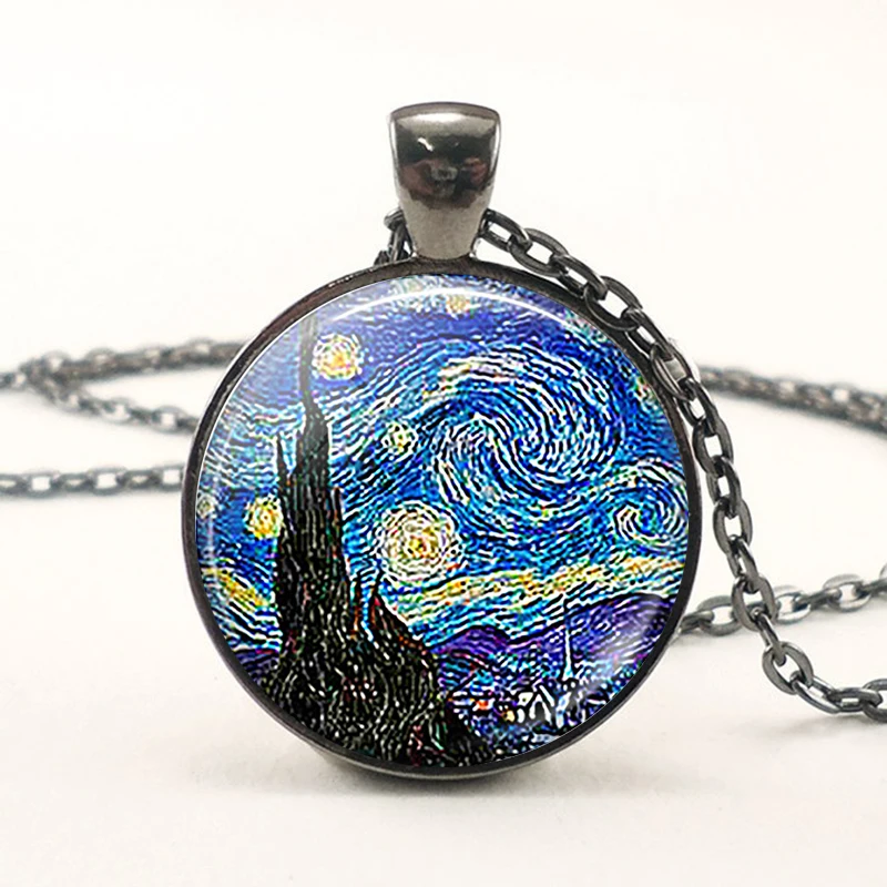 Fashion Accessories Starry Night Art Painting Van Gogh Pendant Necklace Black Chain Van Gogh Jewelry for Women for Men Gift
Fashion Accessories Starry Night Art Painting Van Gogh Pendant Necklace Black Chain Van Gogh Jewelry for Women for Men Gift