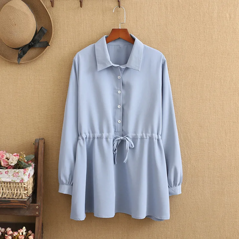 Plus Size Women Office dress medium-length shirt with a solid color lapel waistband fat girl 220 pounds wear them in the spring
Plus Size Women Office dress medium-length shirt with a solid color lapel waistband fat girl 220 pounds wear them in the spring