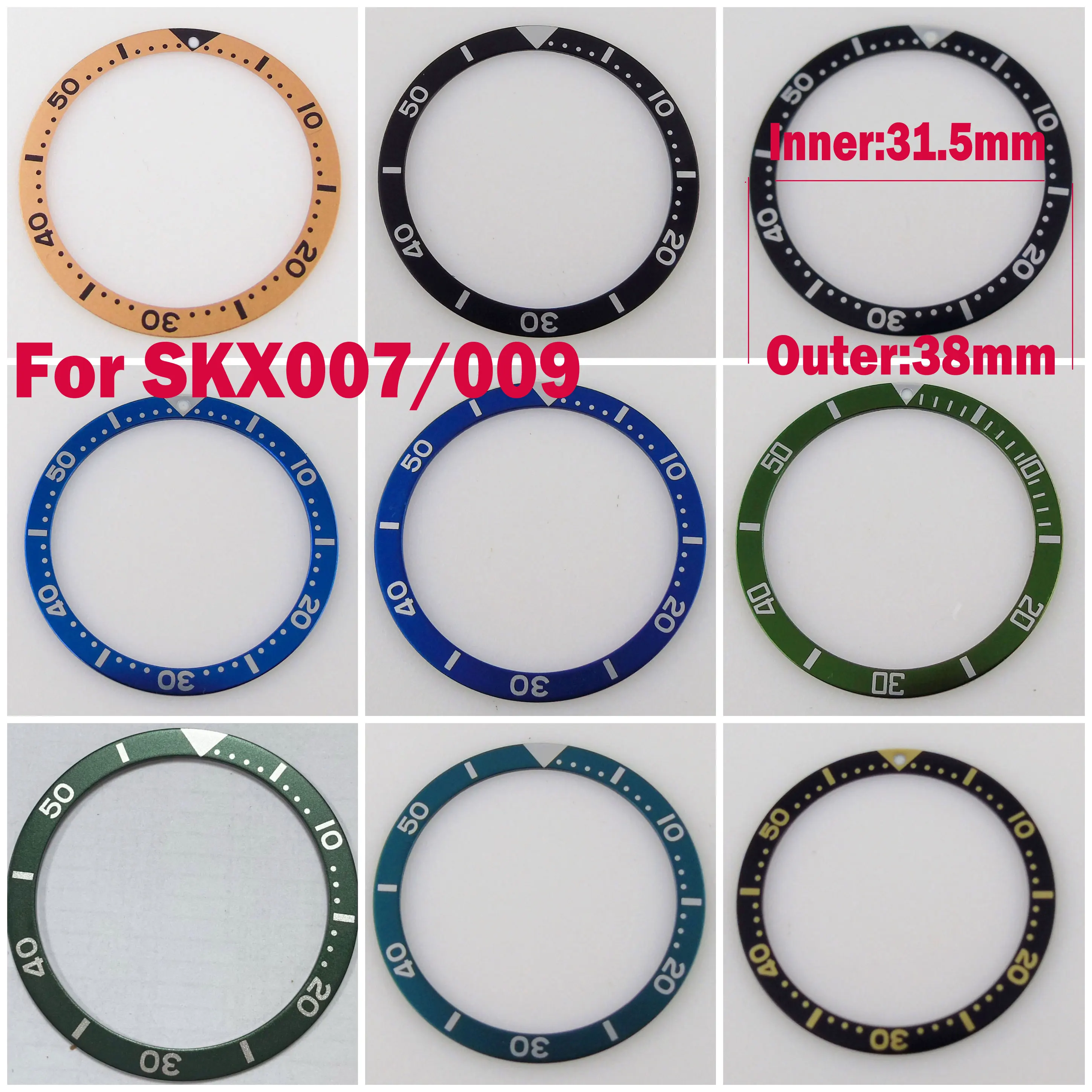 38mm*31.5mm Flat Aluminum Watch Bezel Insert Fit for SKX007 SKX009 Model Watch Case Black/Blue/Green/Orange Color
38mm*31.5mm Flat Aluminum Watch Bezel Insert Fit for SKX007 SKX009 Model Watch Case Black/Blue/Green/Orange Color