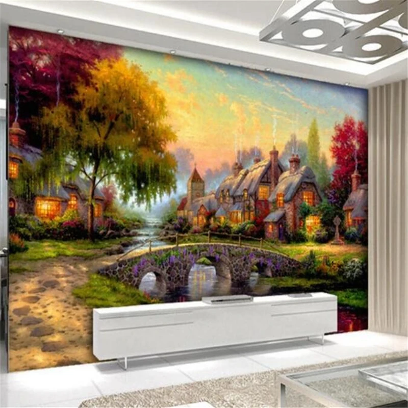 Customized modern wallpaper 3d hand-painted European and American fairy tale country landscape oil painting TV wall paper обои
Customized modern wallpaper 3d hand-painted European and American fairy tale country landscape oil painting TV wall paper обои