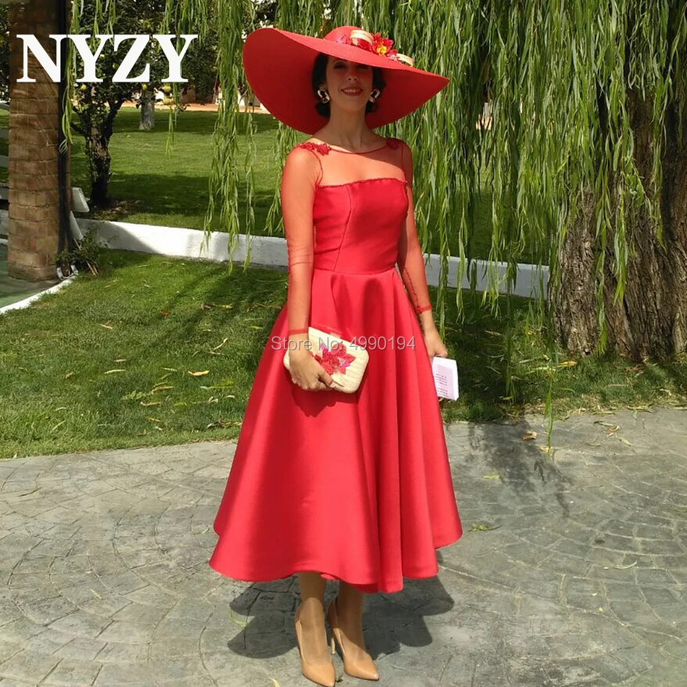 NYZY M292 Elegant Backless Long Sleeves Red Mother of the Bride Dresses Tea Length Wedding Party Dress Evening Gown
NYZY M292 Elegant Backless Long Sleeves Red Mother of the Bride Dresses Tea Length Wedding Party Dress Evening Gown