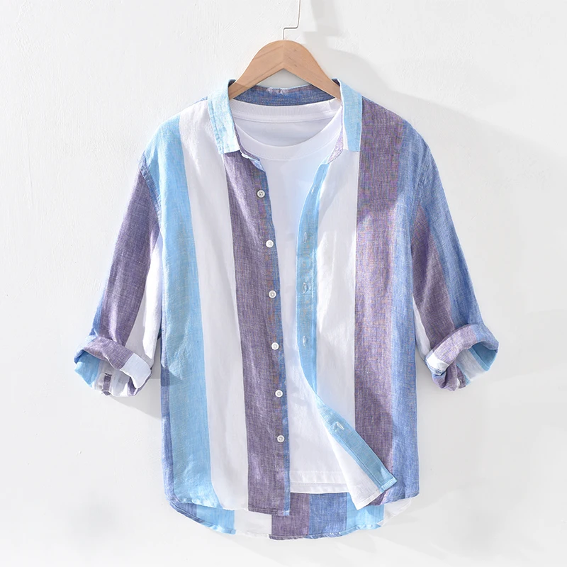 100% Linen new style Italy brand stripe shirts men fashion breathable summer shirt for men chemise camisa tops mens clothes
100% Linen new style Italy brand stripe shirts men fashion breathable summer shirt for men chemise camisa tops mens clothes