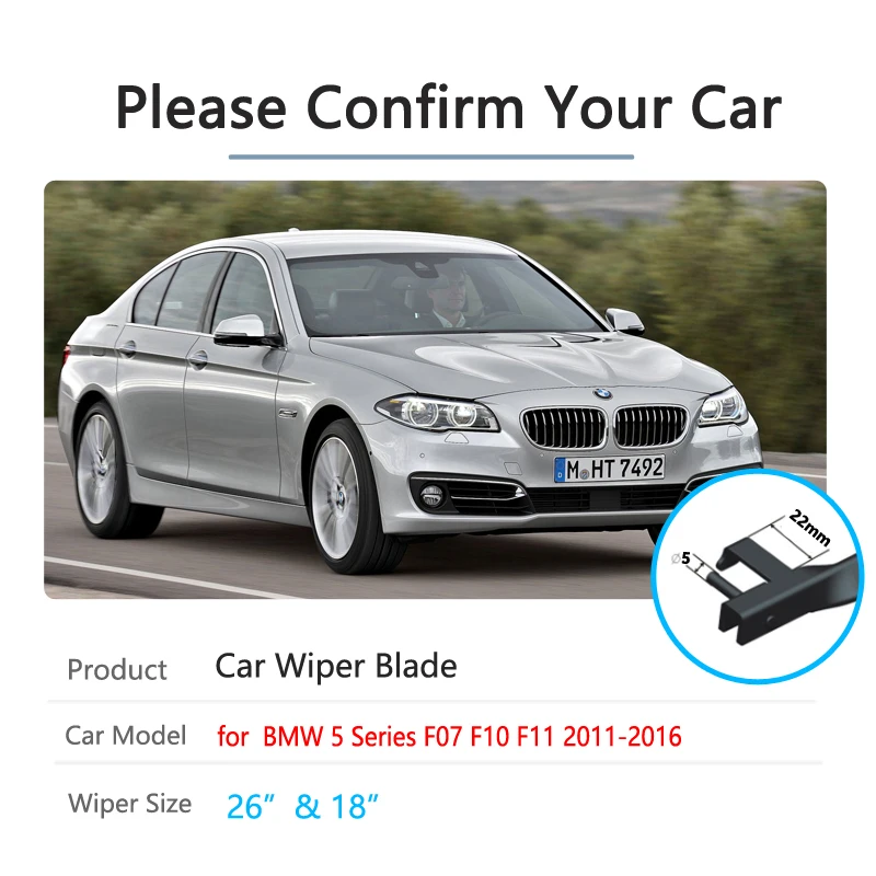 Car Wiper Blade for BMW 5 Series F07 F10 F11 2011~2016 Windshield Wipers 520i 523i 528i 530i 535i 550i 520d 518d Car Goods
Car Wiper Blade for BMW 5 Series F07 F10 F11 2011~2016 Windshield Wipers 520i 523i 528i 530i 535i 550i 520d 518d Car Goods