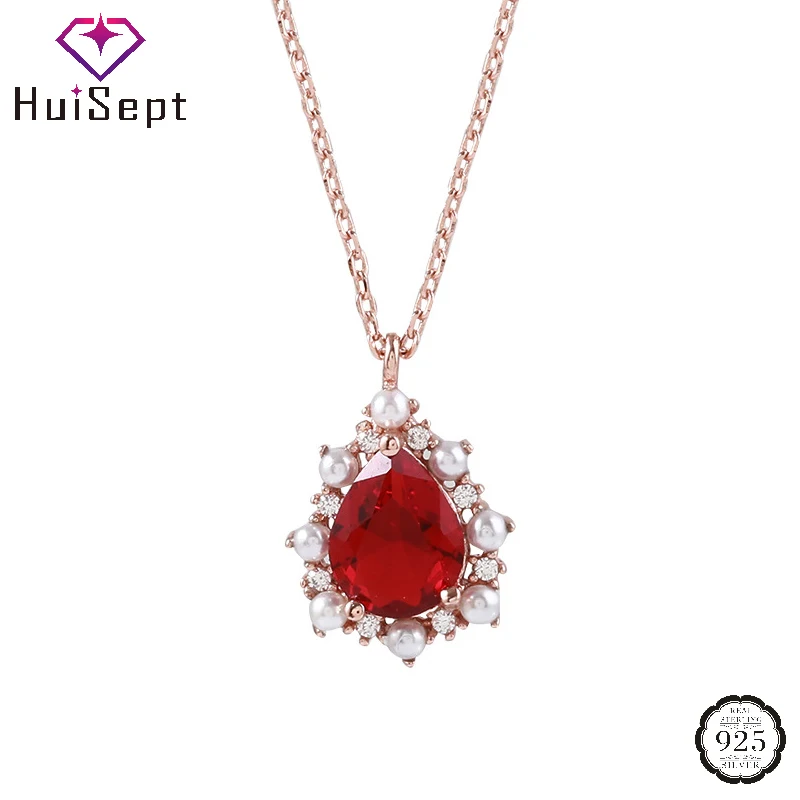HuiSept Luxury 925 Silver Jewelry Necklace Water Drop Shape Ruby Pearl Zircon Gemstone Pendant for Women Wedding Party Wholesale
HuiSept Luxury 925 Silver Jewelry Necklace Water Drop Shape Ruby Pearl Zircon Gemstone Pendant for Women Wedding Party Wholesale