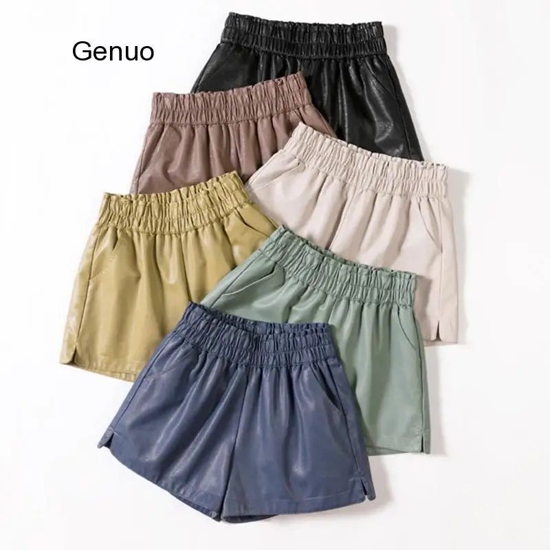 Elastic High Waist Wide Leg Biker Shorts Autumn PU Leather Shorts Women Femme Casual Ladies Shorts Black
Elastic High Waist Wide Leg Biker Shorts Autumn PU Leather Shorts Women Femme Casual Ladies Shorts Black