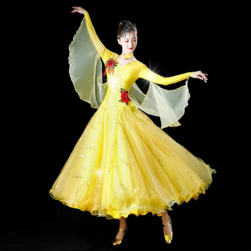 New Ballroom dance dress big swing new Waltz Tango national standard dance competition performance Clothes
New Ballroom dance dress big swing new Waltz Tango national standard dance competition performance Clothes