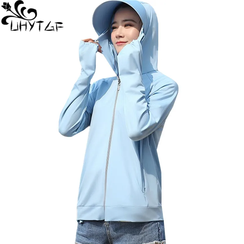 UHYTGF Breathable Summer Sun Protection Clothing Coat Female Fashion Long Sleeve Hooded Anti-UV Bike Thin Jacket Women Tops 1611
UHYTGF Breathable Summer Sun Protection Clothing Coat Female Fashion Long Sleeve Hooded Anti-UV Bike Thin Jacket Women Tops 1611