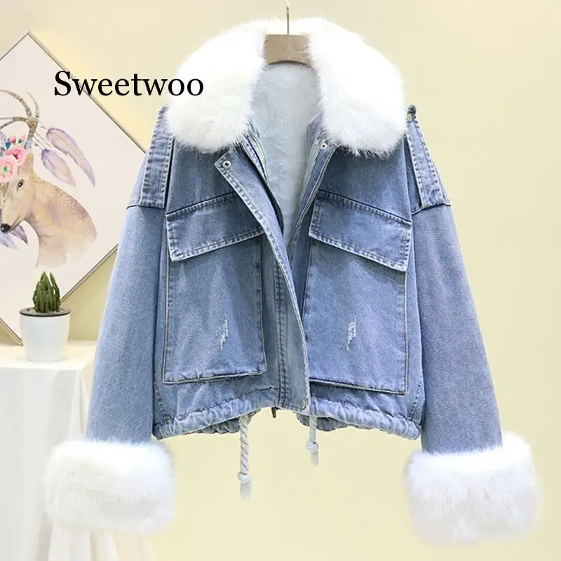 Winter Warm Lamb Coat Big Pocket Denim Jacket For Women Vintage Long Sleeve Coat Thicken Large Faux fur Loose Parka
Winter Warm Lamb Coat Big Pocket Denim Jacket For Women Vintage Long Sleeve Coat Thicken Large Faux fur Loose Parka