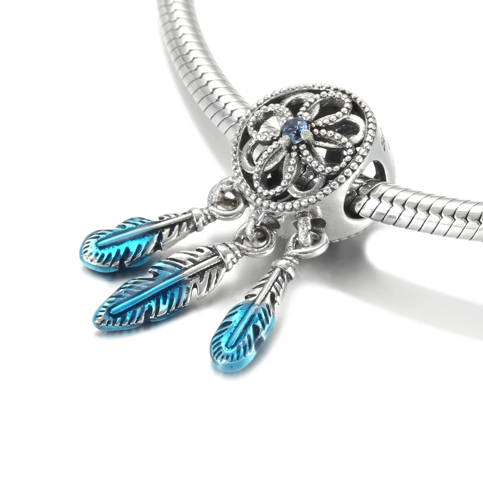S925 Silver Pendant Bead DIY Jewelry Blue Dreamcatcher Dangle Charm fit Lady Bracelet Bangle Lady Gift
S925 Silver Pendant Bead DIY Jewelry Blue Dreamcatcher Dangle Charm fit Lady Bracelet Bangle Lady Gift