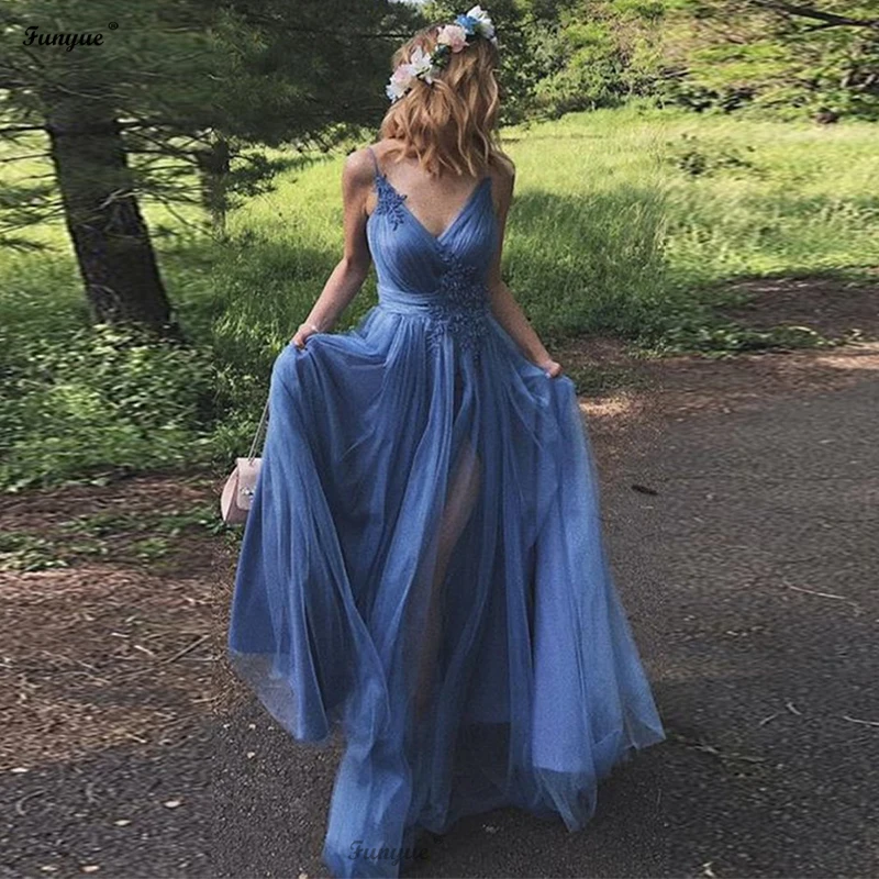 Vestidos De Fiesta A Line V Neck Blue Prom Dresses Long Spaghetti Straps Tulle Lace Simple Formal Graduation Evening Dresses
Vestidos De Fiesta A Line V Neck Blue Prom Dresses Long Spaghetti Straps Tulle Lace Simple Formal Graduation Evening Dresses