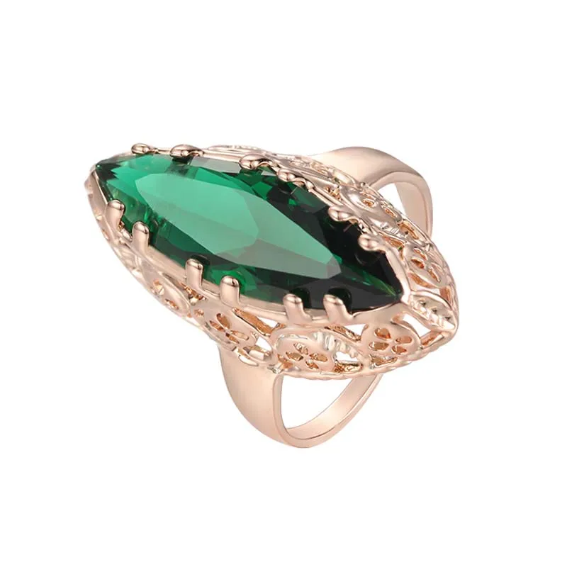 Fashion Women 585 Rose Gold Color Rings Big Red Blue Green Stone Exaggeration Party Jewelry
Fashion Women 585 Rose Gold Color Rings Big Red Blue Green Stone Exaggeration Party Jewelry