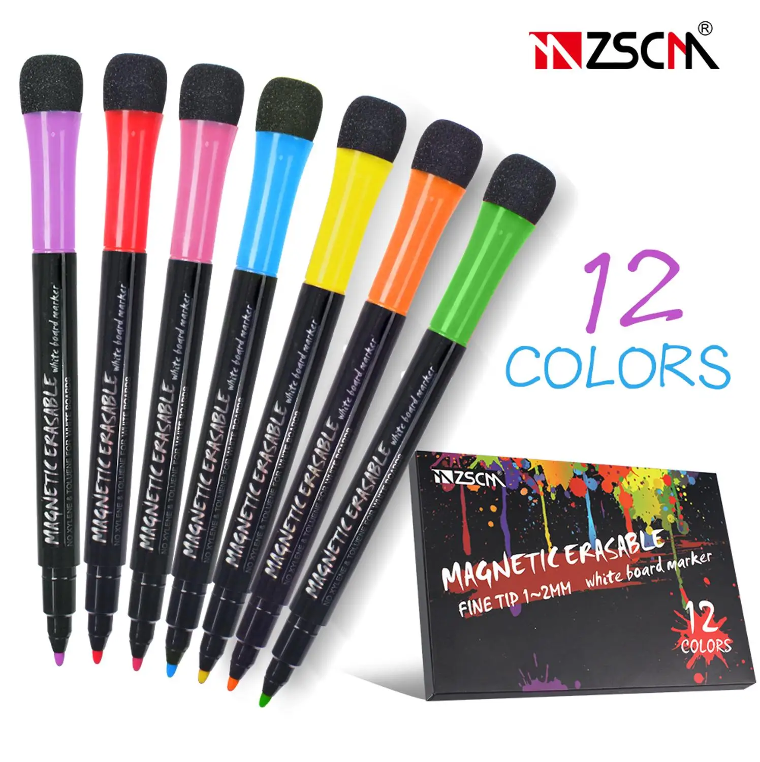 12 Colors Magnetic Whiteboard Pen Magnet Erasable Dry White Board Marker Built In Eraser For Student Children's Drawing Marker
12 Colors Magnetic Whiteboard Pen Magnet Erasable Dry White Board Marker Built In Eraser For Student Children's Drawing Marker