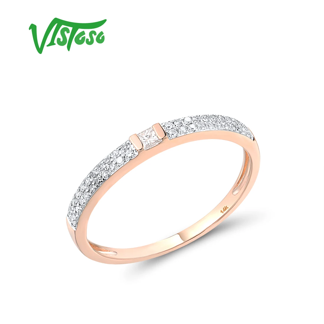 VISTOSO Authentic 14K 585 Rose Gold Ring For Women Sparkling Diamond Concise Ring Engagement Wedding Simple Style Fine Jewelry
VISTOSO Authentic 14K 585 Rose Gold Ring For Women Sparkling Diamond Concise Ring Engagement Wedding Simple Style Fine Jewelry