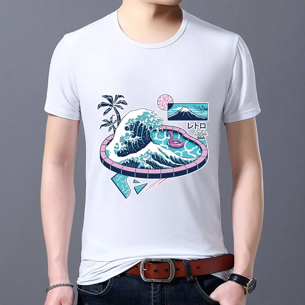 Classic Men's T-shirt Summer Harajuku Style White Print Male Tee Shirt Street Wave Pattern Series O-neck Man Short Sleeve Tops
Classic Men's T-shirt Summer Harajuku Style White Print Male Tee Shirt Street Wave Pattern Series O-neck Man Short Sleeve Tops