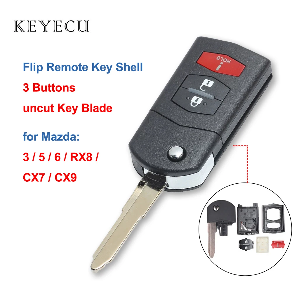 Flip Remote Key Fob Shell Case Cover Housing 3 Button Replacement for Mazda 3 5 6 RX8 CX5 CX7 CX9 FCC ID: BGBX1T478, SKE125-01
Flip Remote Key Fob Shell Case Cover Housing 3 Button Replacement for Mazda 3 5 6 RX8 CX5 CX7 CX9 FCC ID: BGBX1T478, SKE125-01