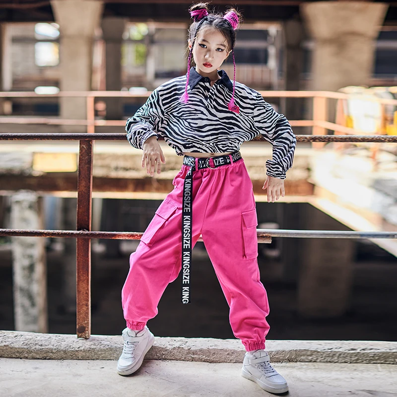 Children'S Hip-Hop Dance Clothes Girls Cropped Zebra Pattern Long-Sleeved Loose Pants Suit Jazz Dance Stage Costumes DN10325
Children'S Hip-Hop Dance Clothes Girls Cropped Zebra Pattern Long-Sleeved Loose Pants Suit Jazz Dance Stage Costumes DN10325