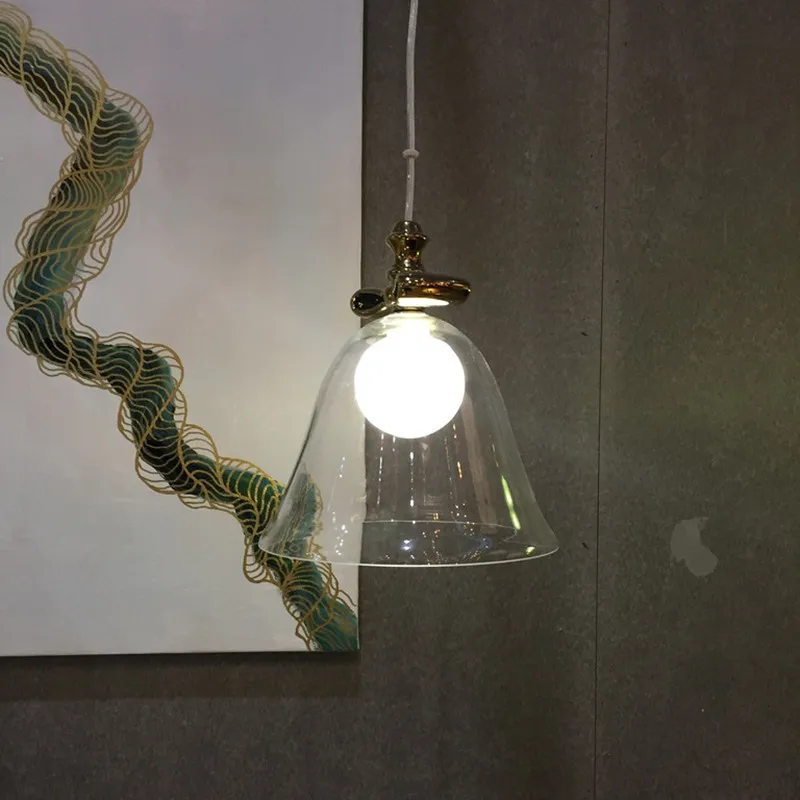 Bell pendant light Dutch Single Head small pendant light Study Glass shade hanging light Designer bedside hanging lights
Bell pendant light Dutch Single Head small pendant light Study Glass shade hanging light Designer bedside hanging lights