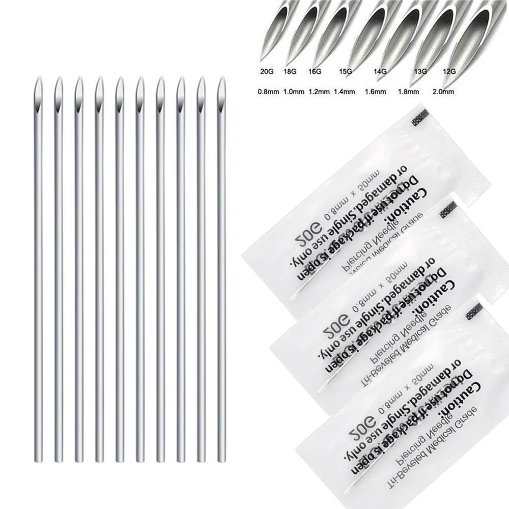 100Pcs 12G/13G/14G/16G/18G/20G Disposable Tattoo Sterile Body Piercing Needles With Box For Ear Nose Navel Nipple Piercing
100Pcs 12G/13G/14G/16G/18G/20G Disposable Tattoo Sterile Body Piercing Needles With Box For Ear Nose Navel Nipple Piercing