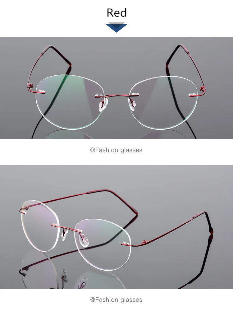 Titanium Alloy Framless owalne okulary dla osób z krótkowzrocznością wykończone kobiety mężczyźni ultralekki okulary korekcyjne bez oprawek 0 -0.5 -0.75 To -6.0 33 Hc430139ff54940aeaecf4fc6db07338dW