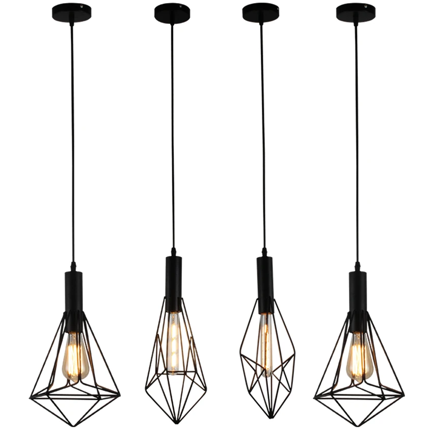 Nordic black retro geometric pendant lights creative loft bar aisle restaurant iron birdcage industrial diamond pendant lamps
Nordic black retro geometric pendant lights creative loft bar aisle restaurant iron birdcage industrial diamond pendant lamps