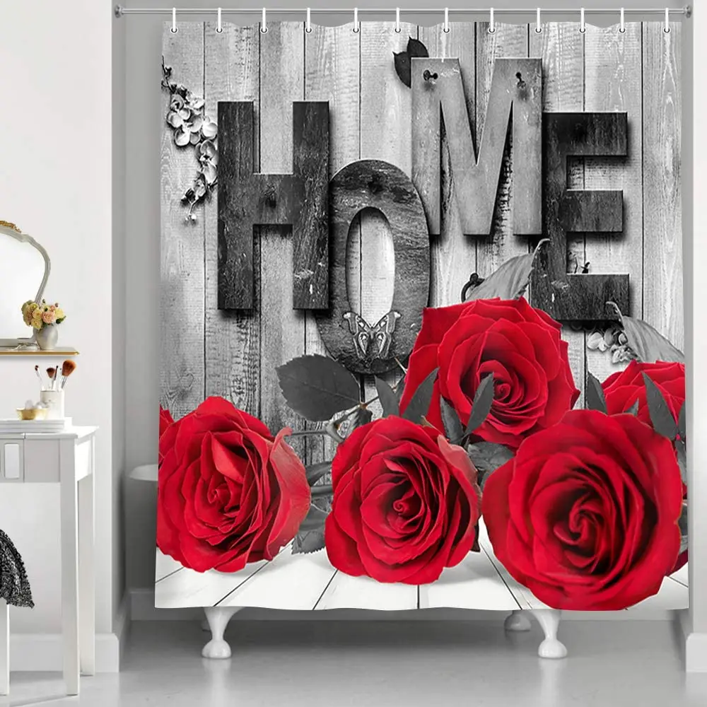 Red Rose Flower Shower Curtains Old Grey Wood Board Rustic Vintage Butterfly Floral Bathroom Decor Fabric Hanging Curtain Set
Red Rose Flower Shower Curtains Old Grey Wood Board Rustic Vintage Butterfly Floral Bathroom Decor Fabric Hanging Curtain Set