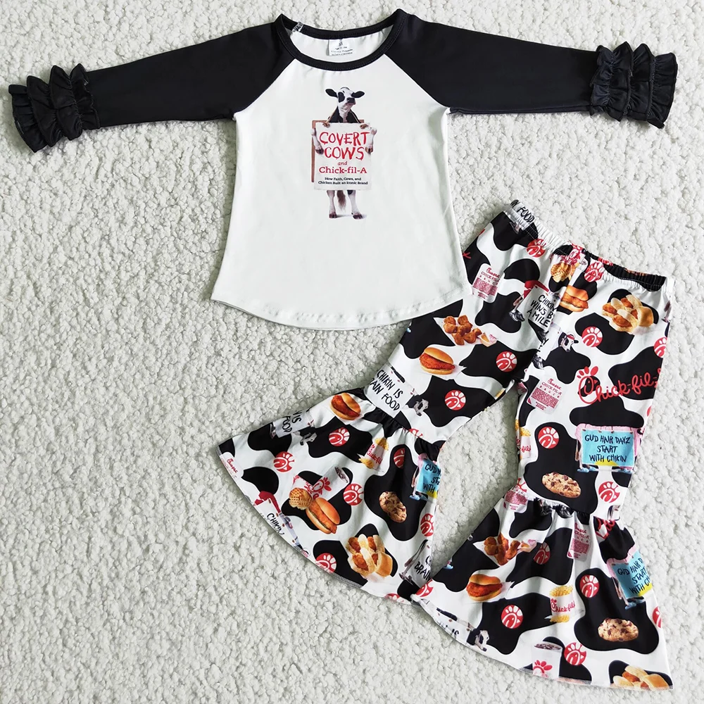 Boutique Girls Clothing Sets Cow Print Toddler Girls Clothes Bell Bottom Outfits Baby Outfit Fashion Kids Clothing Sets Hot Sale
Boutique Girls Clothing Sets Cow Print Toddler Girls Clothes Bell Bottom Outfits Baby Outfit Fashion Kids Clothing Sets Hot Sale