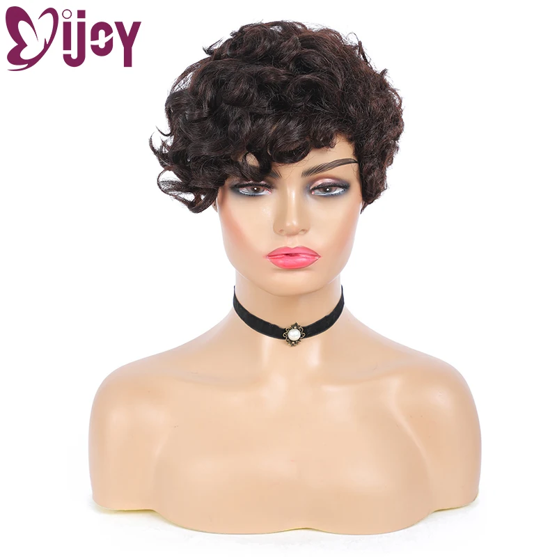 IJOY Short Pixie Cut Wig Brazilian Human Hair Wigs With Bangs Black Full Machine Wig For Black Women Non-Remy Curly Hair Wig
IJOY Short Pixie Cut Wig Brazilian Human Hair Wigs With Bangs Black Full Machine Wig For Black Women Non-Remy Curly Hair Wig