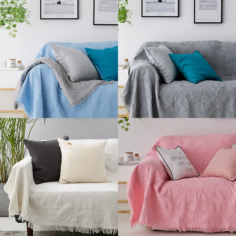 Modern Jacquard Knitted Soft Sofa Blankets Solid pure color Tassel Throw Blanket non-slip double sofa cushion On Travel Home
Modern Jacquard Knitted Soft Sofa Blankets Solid pure color Tassel Throw Blanket non-slip double sofa cushion On Travel Home