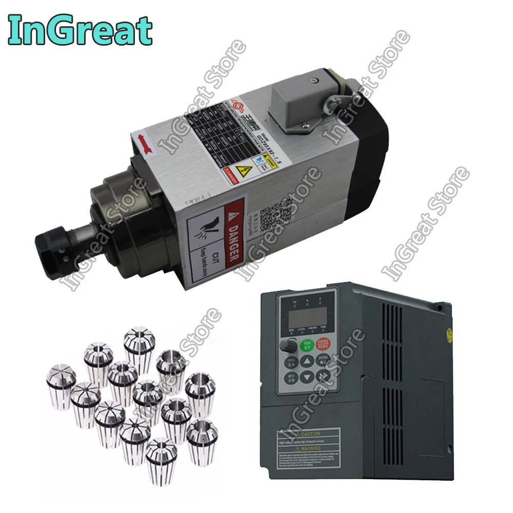 3ph 380V 1.5KW 2HP ER20 1mm-13mm 18000 об/мин электродвигатель шпинделя переменного тока с воздушным охлаждением 4 шт. керамический подшипник, VFD инвертор и Цанги ER20
3ph 380V 1.5KW 2HP ER20 1mm-13mm 18000 об/мин электродвигатель шпинделя переменного тока с воздушным охлаждением 4 шт. керамический подшипник, VFD инвертор и Цанги ER20