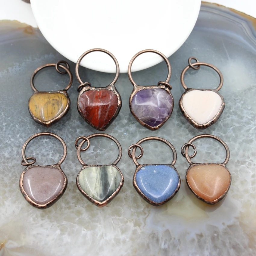 Love Heart-shaped Natural Stone Antique Brass Style Hoop Pendant,Reiki Healing Crystal Vintage Necklace,For DIY Jewelry Making
Love Heart-shaped Natural Stone Antique Brass Style Hoop Pendant,Reiki Healing Crystal Vintage Necklace,For DIY Jewelry Making
