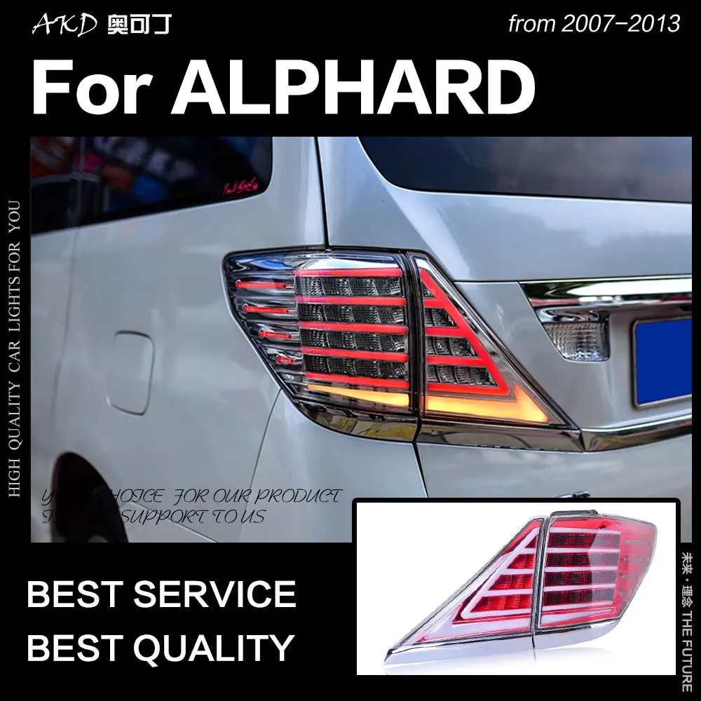 Автомобильный Стайлинг AKD для Toyota Alphard, задние фонари 2009-2014, светодиодные задние фонари DRL, тормозной динамический сигнал, Задний сигнал, автомобильные аксессуары
Автомобильный Стайлинг AKD для Toyota Alphard, задние фонари 2009-2014, светодиодные задние фонари DRL, тормозной динамический сигнал, Задний сигнал, автомобильные аксессуары
