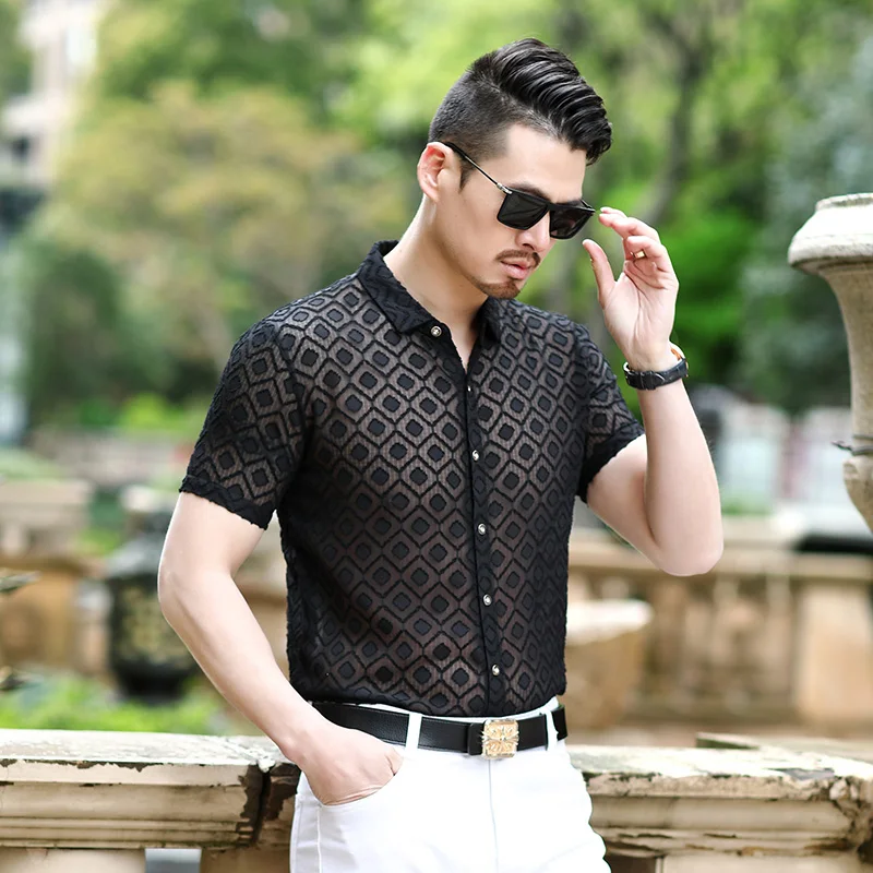 Man Sexy See Through Shirt Summer Transparent Short Sleeve Button Tops Sexy Party Nightclub Men Shirts
Man Sexy See Through Shirt Summer Transparent Short Sleeve Button Tops Sexy Party Nightclub Men Shirts