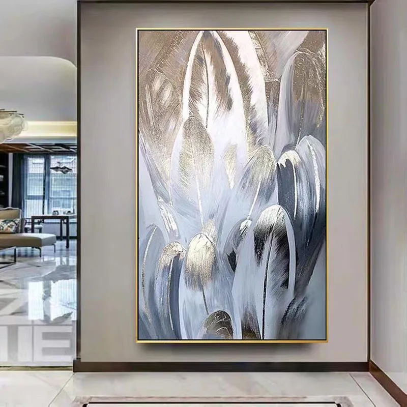 Feather Painting100% Hand painted Porch Aisle Corridor Hanging Painting Large wall art Original painting Gold Foil oil painting
Feather Painting100% Hand painted Porch Aisle Corridor Hanging Painting Large wall art Original painting Gold Foil oil painting