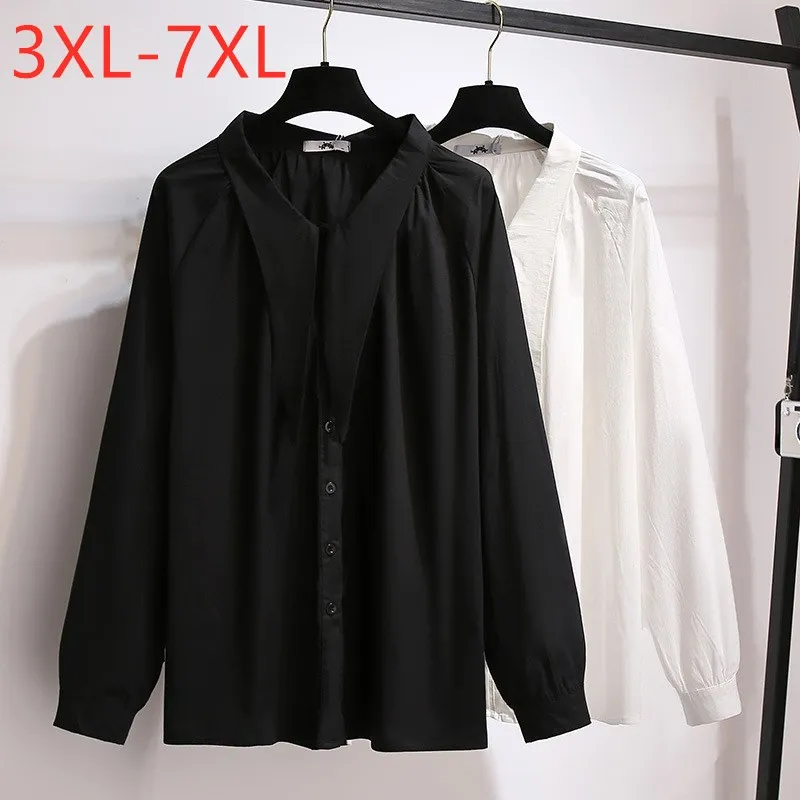 New 2021 Ladies Spring Autumn Plus Size Tops For Women Large Long Sleeve Loose White Black Bow Cotton Shirt 3XL 4XL 5XL 6XL 7XL
New 2021 Ladies Spring Autumn Plus Size Tops For Women Large Long Sleeve Loose White Black Bow Cotton Shirt 3XL 4XL 5XL 6XL 7XL