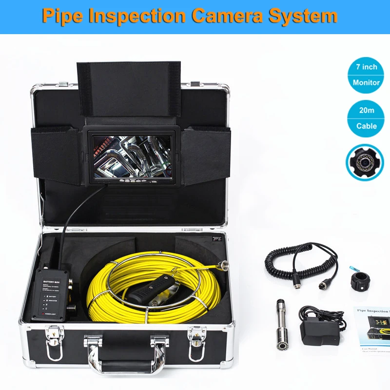 7inch 20m Cable 23mm Waterproof Pipe Inspection Camera Sewer Drain Industrial Endoscope Plumbing System with DVR Video Recorder
7inch 20m Cable 23mm Waterproof Pipe Inspection Camera Sewer Drain Industrial Endoscope Plumbing System with DVR Video Recorder