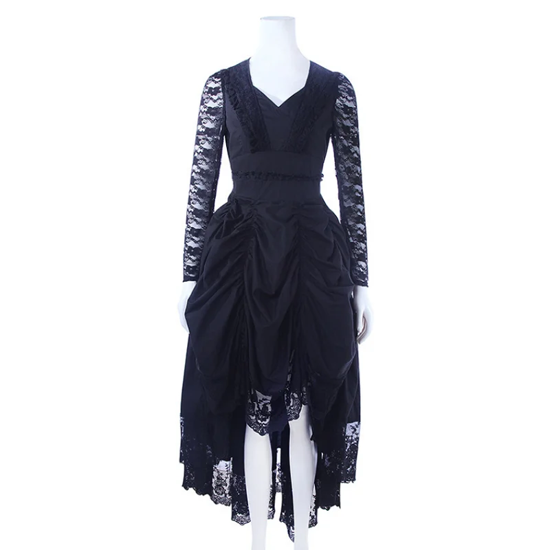 European and American medieval style lace dew V-neck dress party stage performance dress
European and American medieval style lace dew V-neck dress party stage performance dress