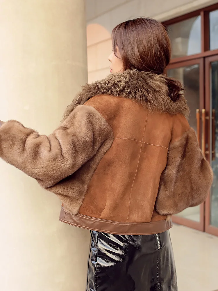 Coat Winter Double Women Faced Fur Coat Female Luxury Natural Wool Fur Coat Women Mink Fur Sleeve Real Leather Jacket MY
Coat Winter Double Women Faced Fur Coat Female Luxury Natural Wool Fur Coat Women Mink Fur Sleeve Real Leather Jacket MY