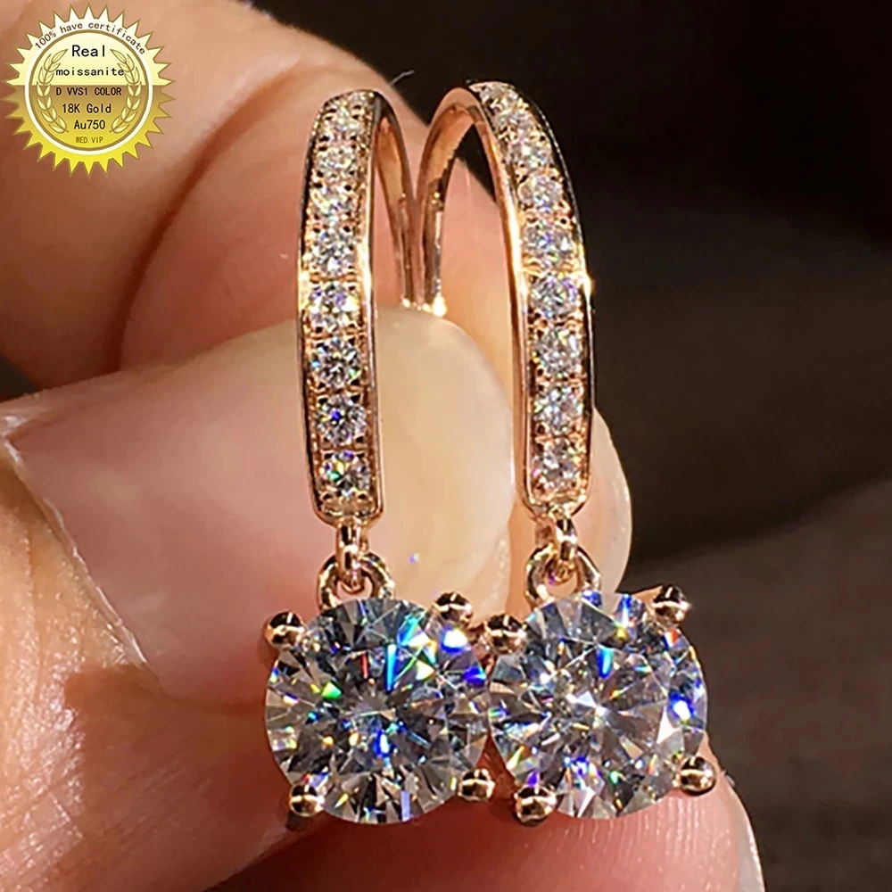 18K Au750 Gold Earrings DVVS Moissanite Diamonds Round Wedding Party Engagement Anniversary Earrings
18K Au750 Gold Earrings DVVS Moissanite Diamonds Round Wedding Party Engagement Anniversary Earrings