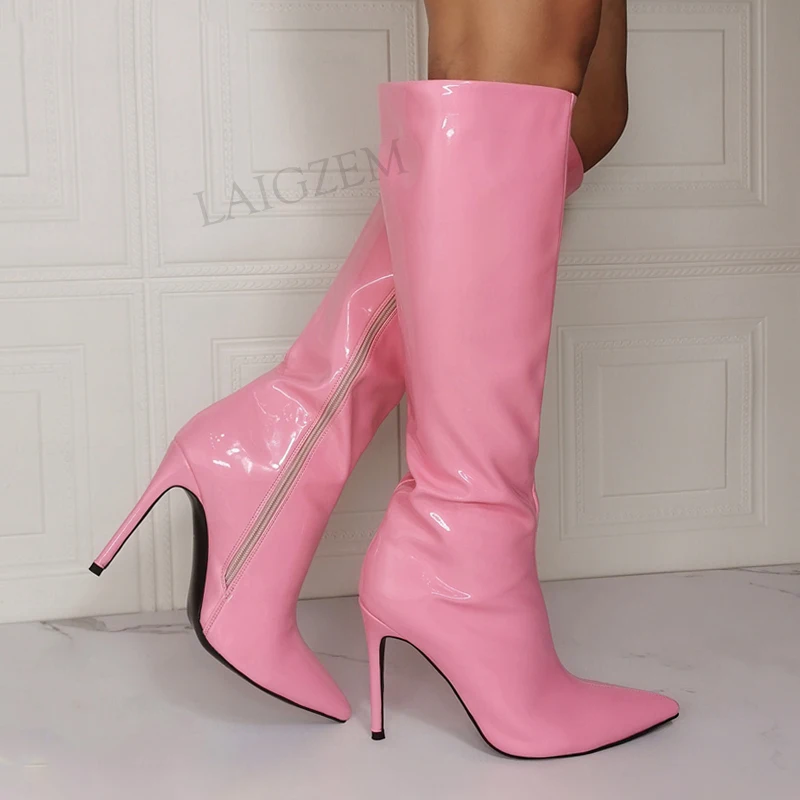 BERZIMER Women Knee High Boots Zip Up Handmade High Heels Shiny Pointy Toe Tall Boots Ladies Shoes Woman Big Size 42 43 45 47
BERZIMER Women Knee High Boots Zip Up Handmade High Heels Shiny Pointy Toe Tall Boots Ladies Shoes Woman Big Size 42 43 45 47
