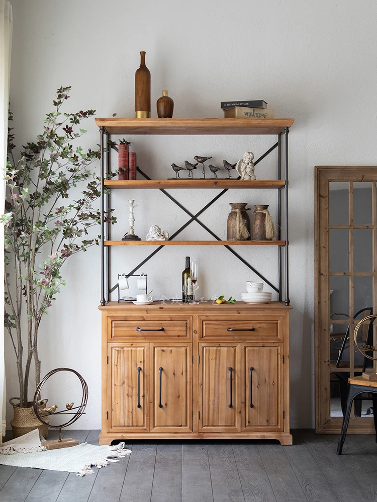 American Retro Sideboard Cabinet Homestay Hotel Living Room Entrance Iron Glass Decorative Storage Kitchen Cabinet with Wheels
American Retro Sideboard Cabinet Homestay Hotel Living Room Entrance Iron Glass Decorative Storage Kitchen Cabinet with Wheels