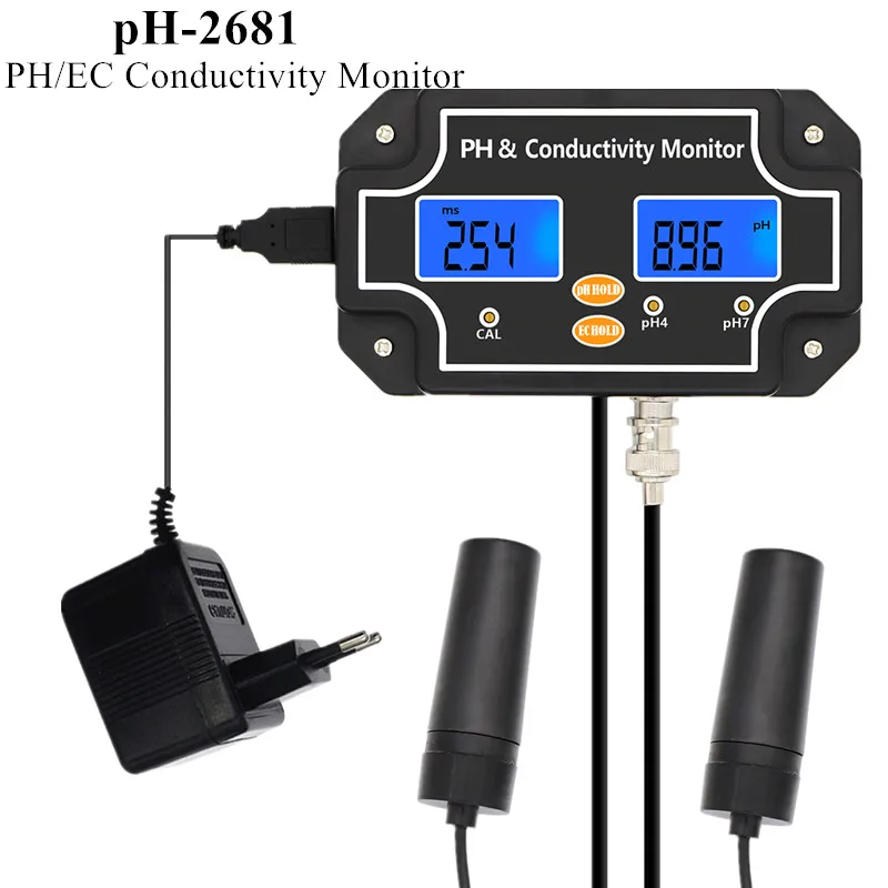 PH-2681 PH/EC Монитор проводимости PH метр тестер качества воды многопараметрический непрерывный мониторинг для аквариума 40%
PH-2681 PH/EC Монитор проводимости PH метр тестер качества воды многопараметрический непрерывный мониторинг для аквариума 40%