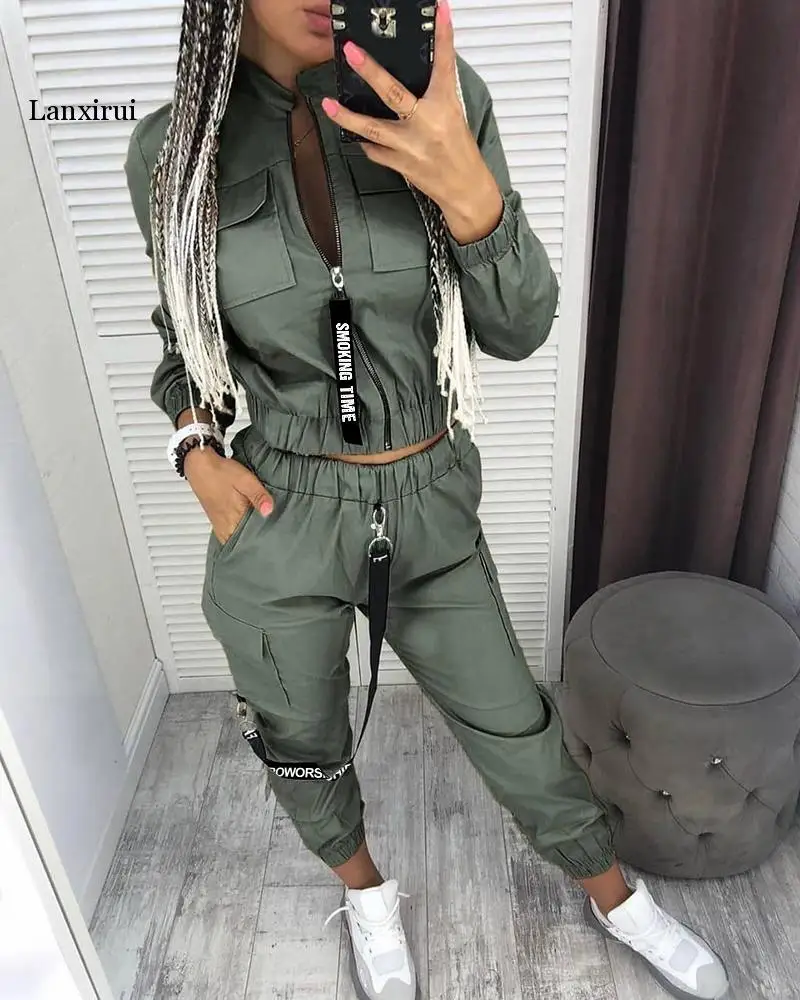 Long Sleeve Zipper Tops&women Pants Streetwear Track Suit Casual Women Set 2 Pieces
Long Sleeve Zipper Tops&women Pants Streetwear Track Suit Casual Women Set 2 Pieces