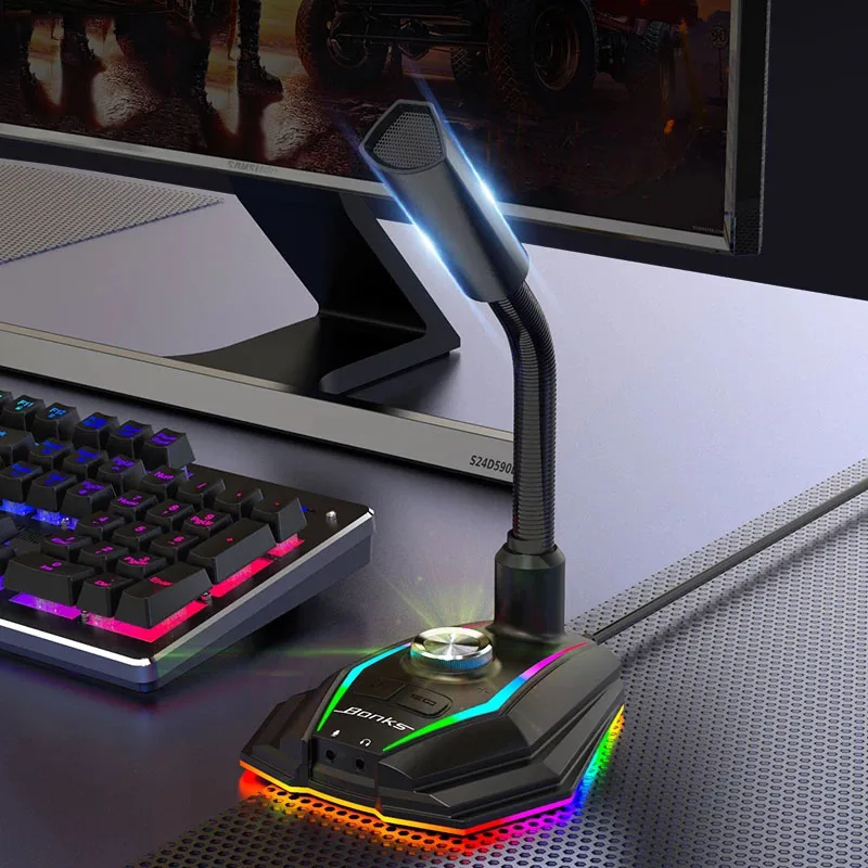Звуковой USB-микрофон RGB-микрофон Компьютер с динамиком, гарнитура, гнездо, бесплатный диск, шумоподавление 360° ° Поворотный HD-приемник
Звуковой USB-микрофон RGB-микрофон Компьютер с динамиком, гарнитура, гнездо, бесплатный диск, шумоподавление 360° ° Поворотный HD-приемник