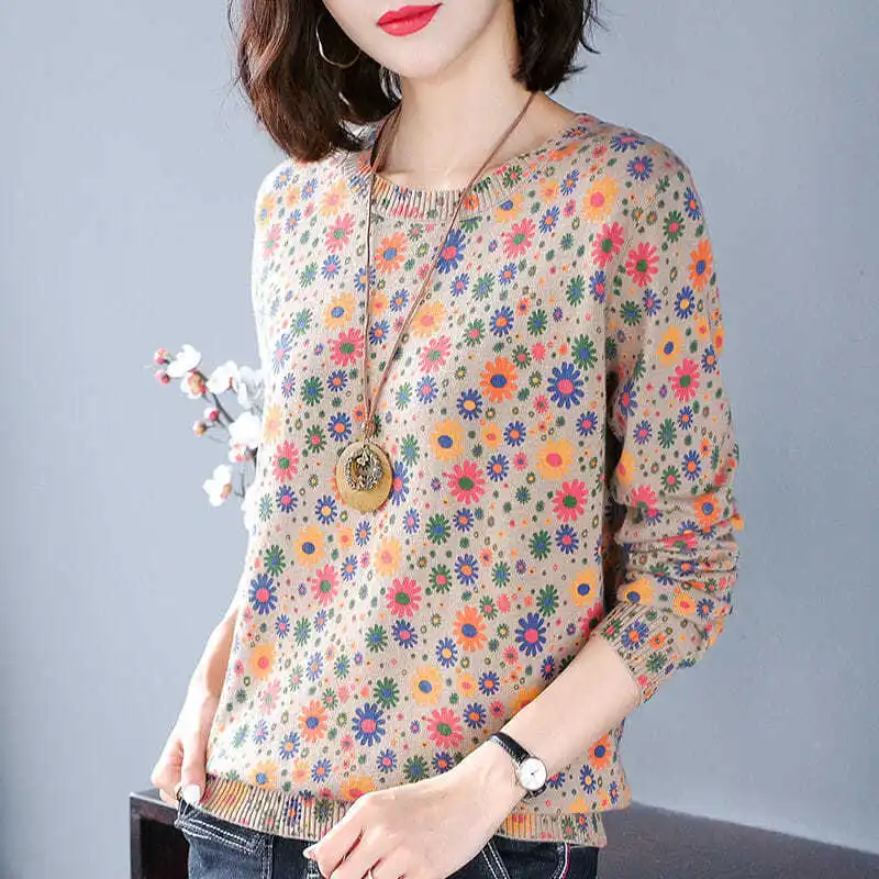 Spring And Autumn New 2023 New Women's Sweater Loose Printed Knit Sweater Crew Neck Bottom Top
Spring And Autumn New 2023 New Women's Sweater Loose Printed Knit Sweater Crew Neck Bottom Top