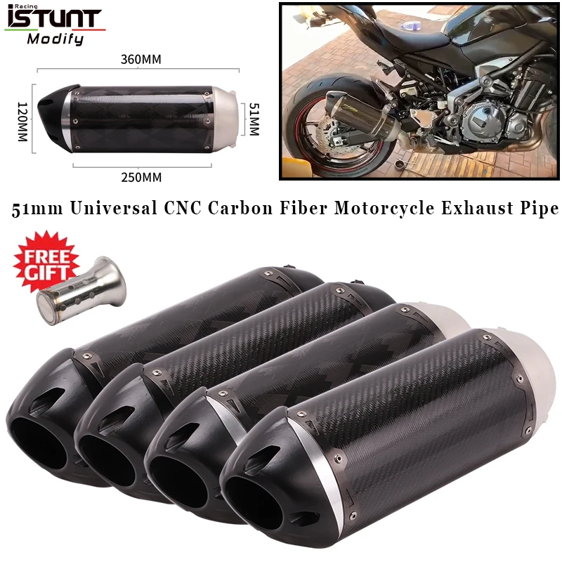 51mm Universal Motorcycle Exhaust Pipe cafe racer escape moto Modified CNC Carbon Fiber Two Brothers Exhaust for CBR250 R1 R3
51mm Universal Motorcycle Exhaust Pipe cafe racer escape moto Modified CNC Carbon Fiber Two Brothers Exhaust for CBR250 R1 R3