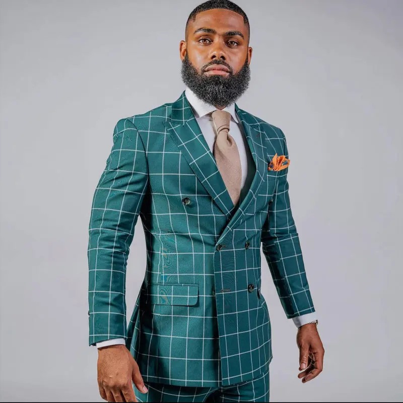 Green Checked Men's Suit Peaked Lapel Blazers Double Breasted Male Tuxedos Designer Groom Wear Two Pieces Prom Jackets And Pants
Green Checked Men's Suit Peaked Lapel Blazers Double Breasted Male Tuxedos Designer Groom Wear Two Pieces Prom Jackets And Pants