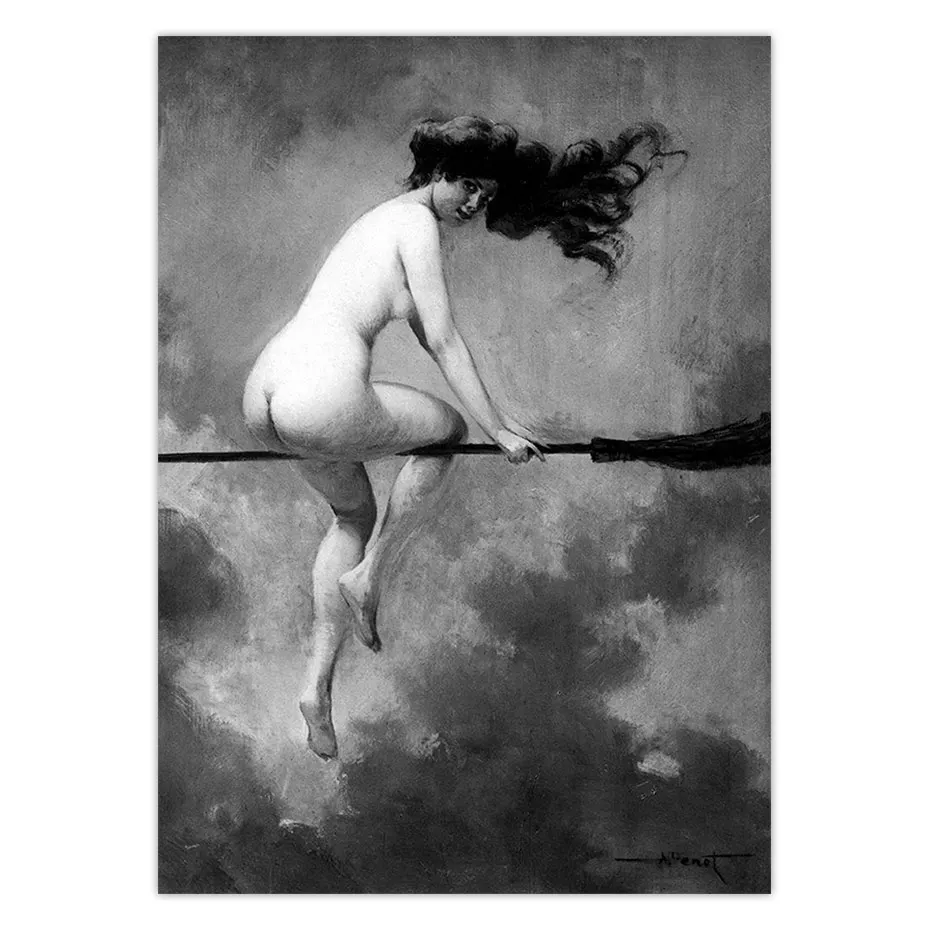 Witch Riding Broomstick Vintage Poster Wall Art Canvas Print Witch Broom Gothic Occult Halloween Antique Black White Painting
Witch Riding Broomstick Vintage Poster Wall Art Canvas Print Witch Broom Gothic Occult Halloween Antique Black White Painting