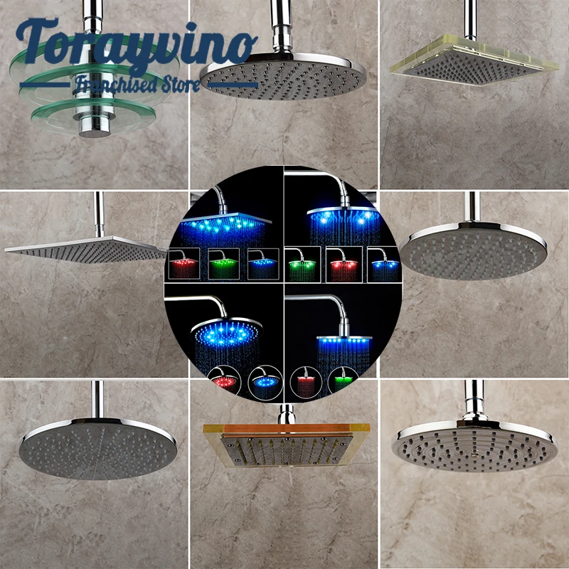 Torayvino Luxury LED shower head bathroom ducha brass chrome shower head rectangular and round rainfall 15 kinds rain showers
Torayvino Luxury LED shower head bathroom ducha brass chrome shower head rectangular and round rainfall 15 kinds rain showers